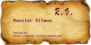 Reszler Vilmos névjegykártya